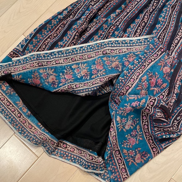 BELL by Alicia soft silk cotton tiered teal pink floral dress M - Picture 16 of 16